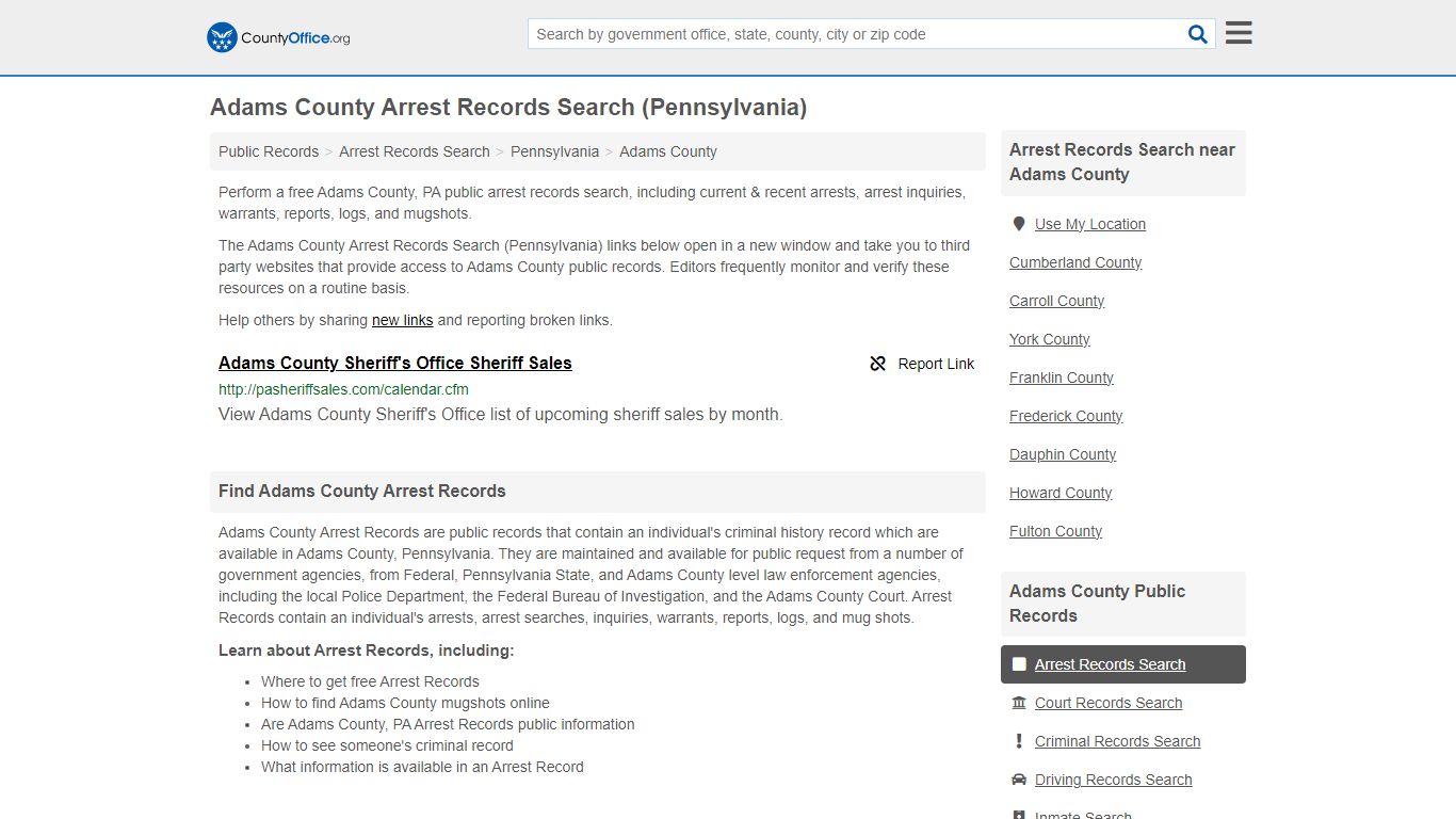 Arrest Records Search - Adams County, PA (Arrests & Mugshots)